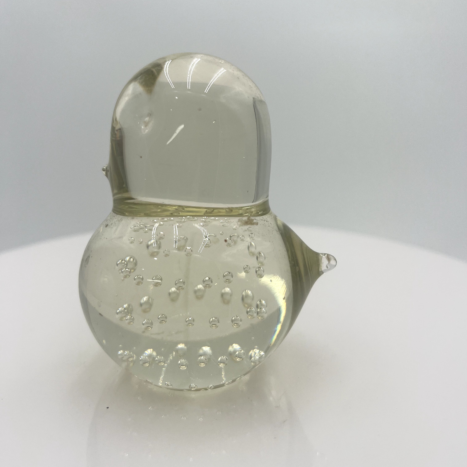 Chick Peep Figurine Paperweight Yellow Tint Controlled Bubble Glass