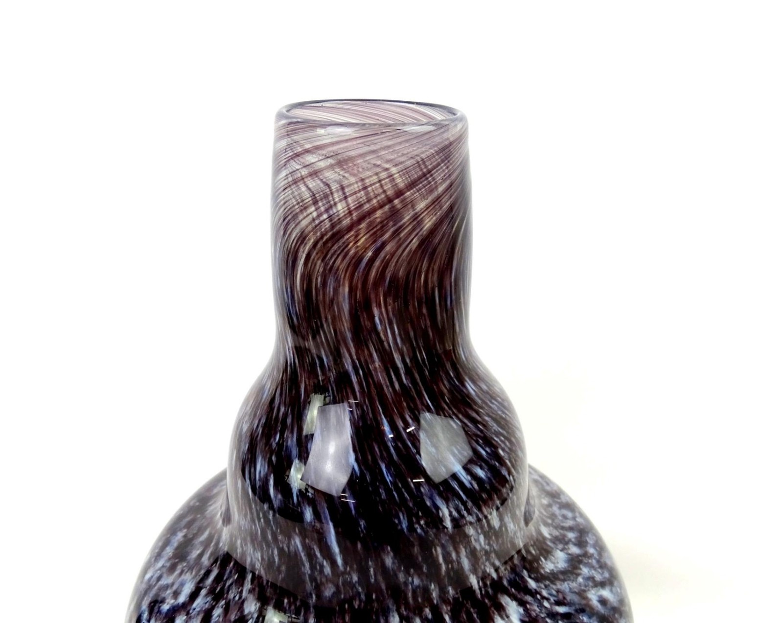 David Funk Signed Art Glass Amethyst Galaxy Swirl Large 10 3/4″ Vase 1970s