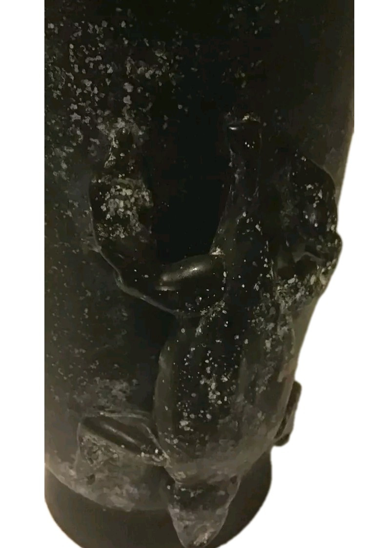 Vase Black & White Specks Stone 3D Alligator Heavy 8 1/2” Tall HTF OOAK