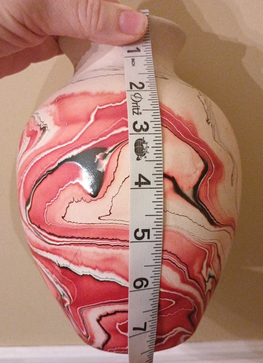 Nemadji Pottery Swirl Vase Approx 8″ Tall Multi Color Red Swirls READ