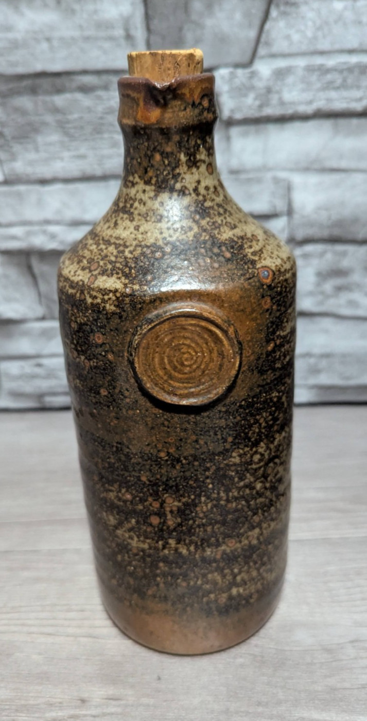 9″ Stoneware Art Pottery Bottle Jar Rustic Witch Wizard Decor Halloween Prop