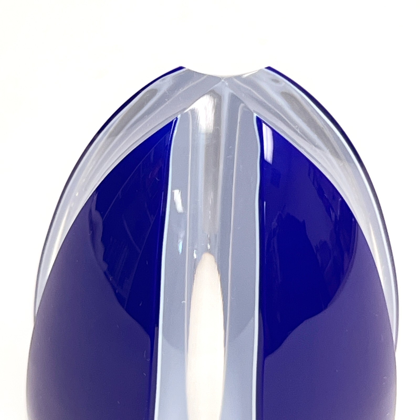 St. Louis Paperweight Blue White Clear Egg Shaped Saint Louis France 2.5″