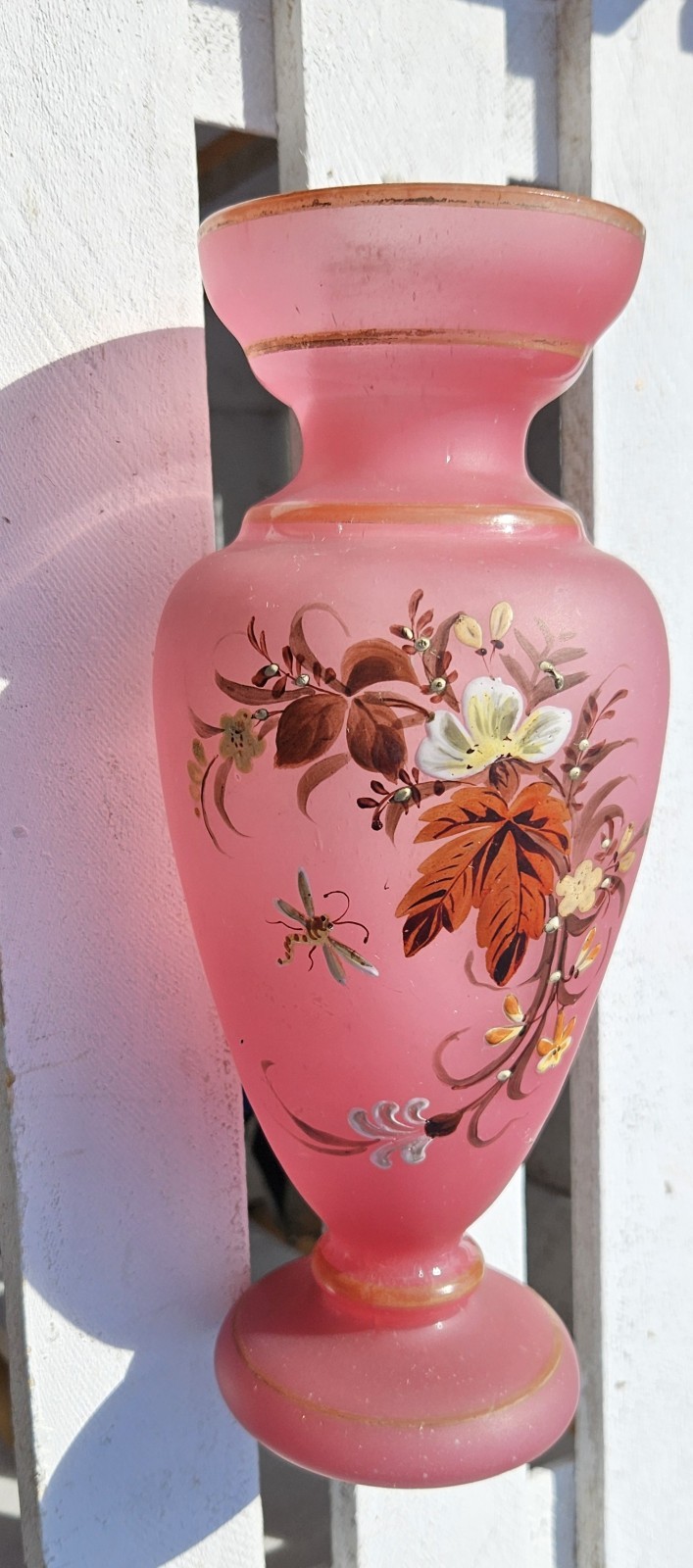 Antique Opaline Pink Glass Vase Satin Victorian French