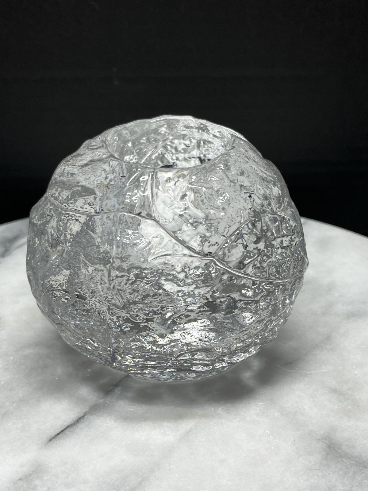 Kosta Boda Crystal 3.5″ Snowball Votive Tea Light Candle Holder Sweden MCM Vtg