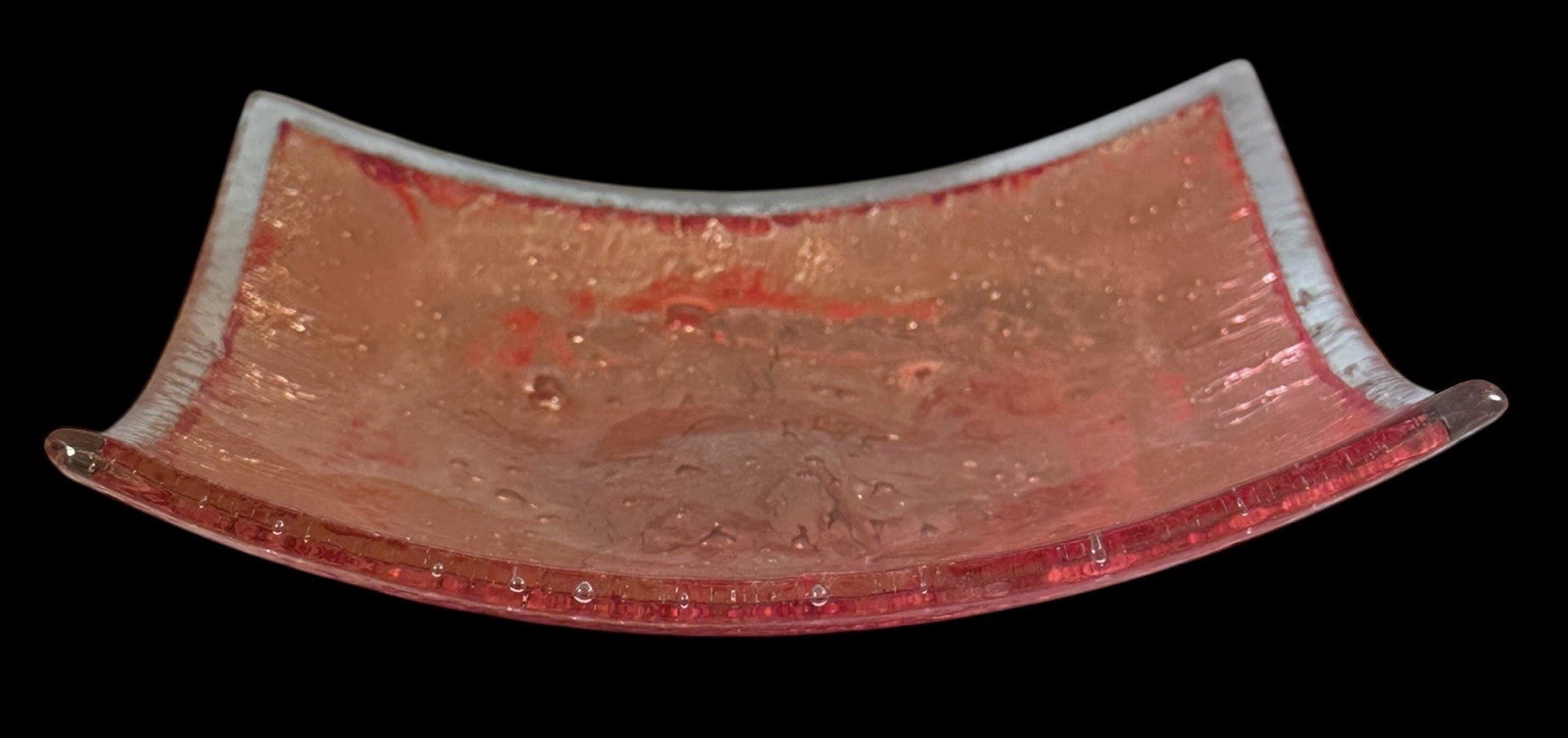 Jones Glassworks Copper Fused Art Glass Dish 7 Inches Square Signed Flawless