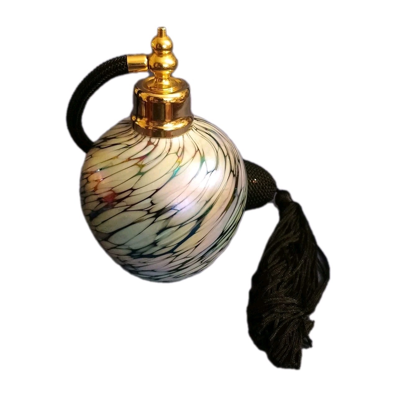 Victoria’s Secret iridescent art glass perfume bottle atomizer Works!