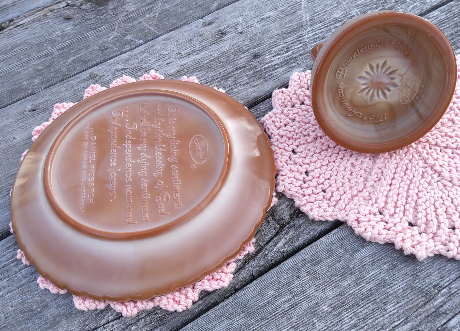 Fenton Art Glass Chocolate Bicentennial Plate And Eagle 1776 Independence