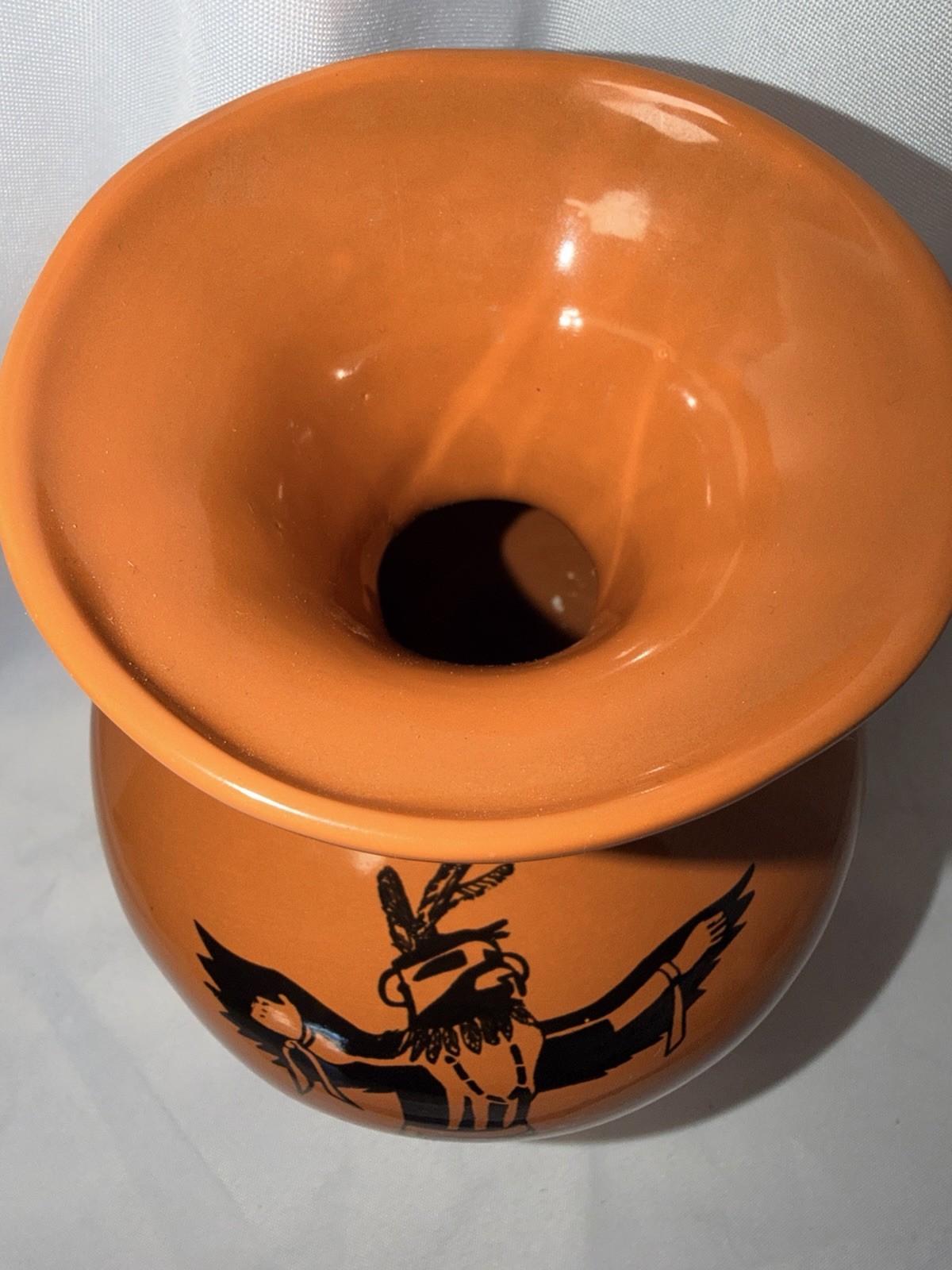 Native American Style Redware Footed Pottery Vase Decorative Handpainted
