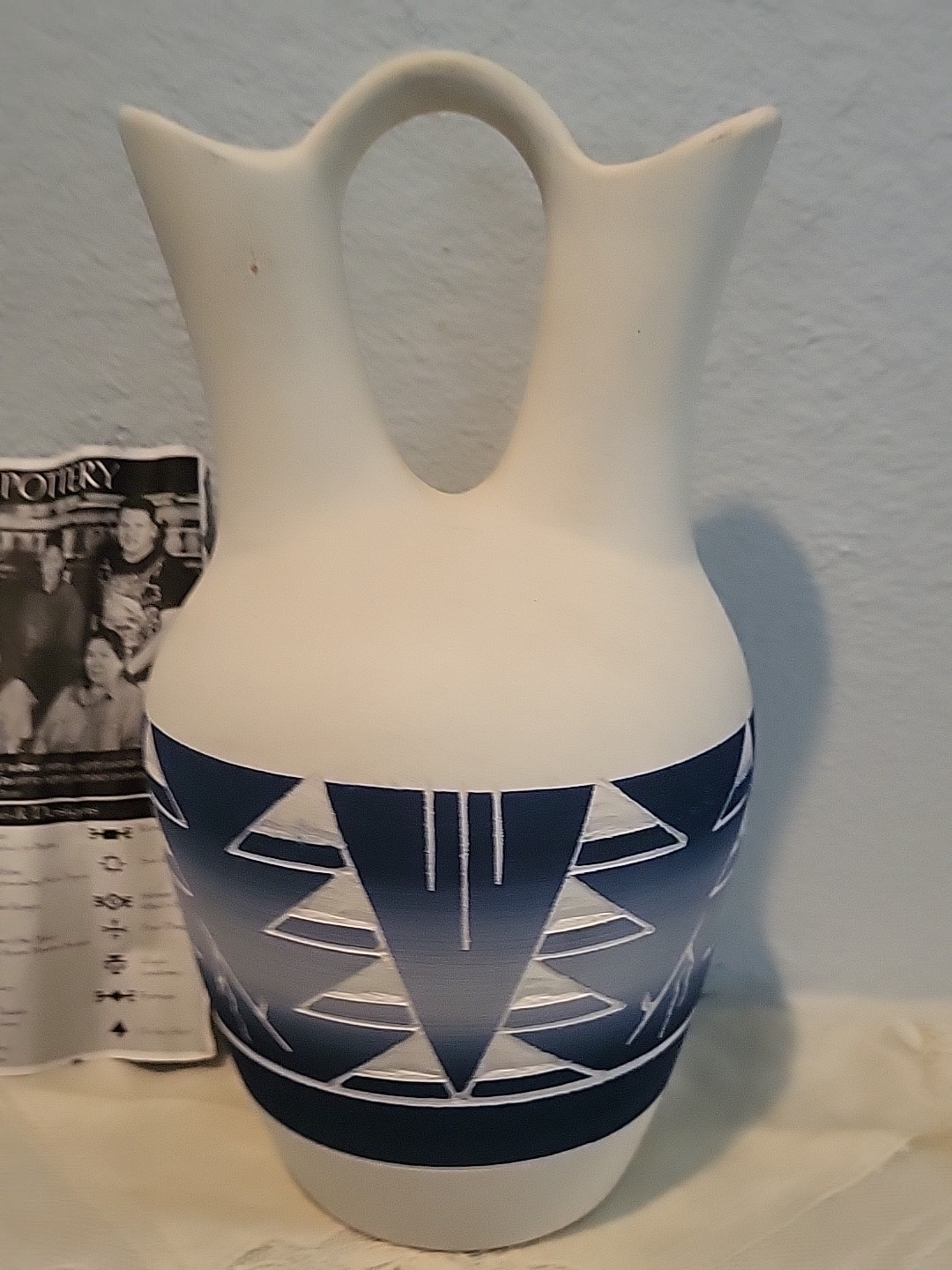 Native American Sioux Pottery WEDDING VASE 8.5”S Jones Little Thunder Signed