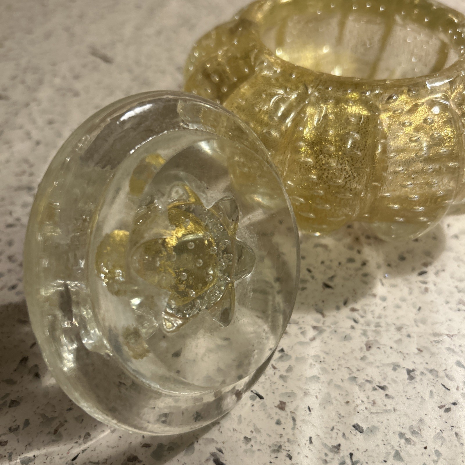 Gold Vanity Jar With Lid – Venetian Glass – Made in Murano Italy