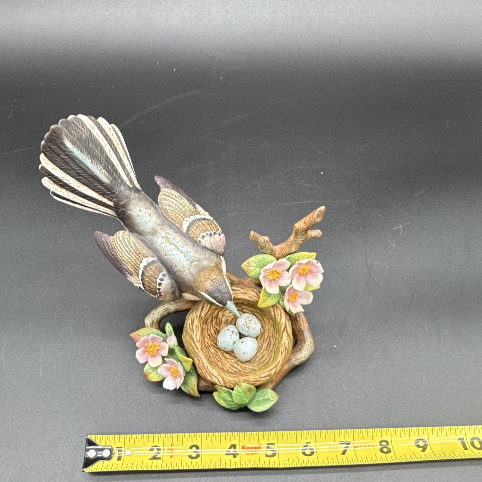 Andrea by Sadek Mockingbird figurine w/ nest & eggs, 9648, 1996