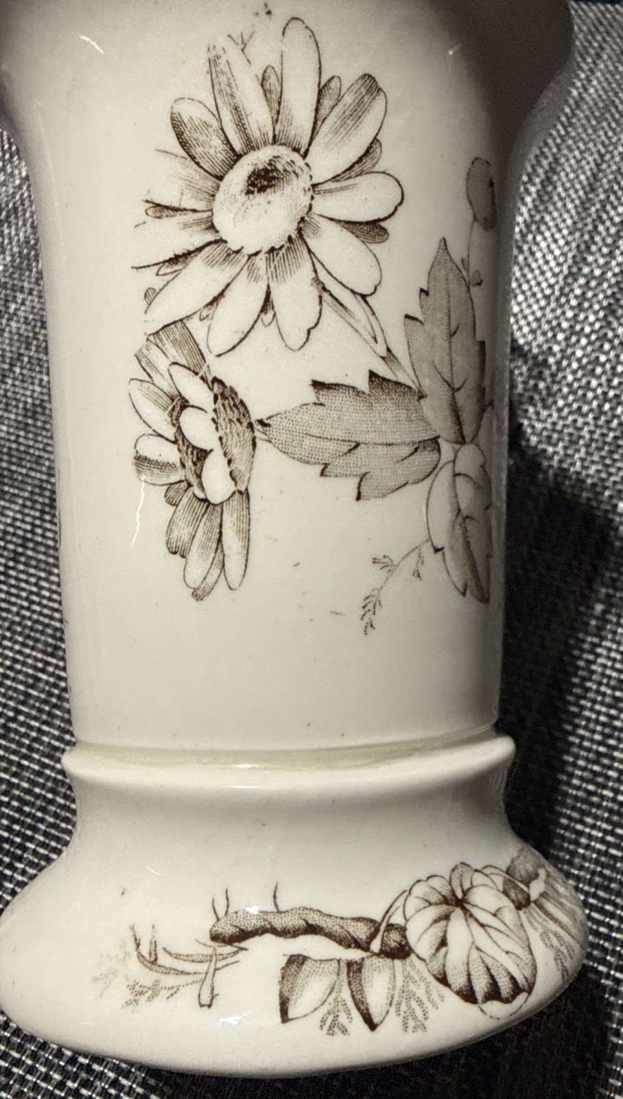 Antique T&R Boote Ironstone Toothbrush Holder Daisy Pattern Brown Transferware