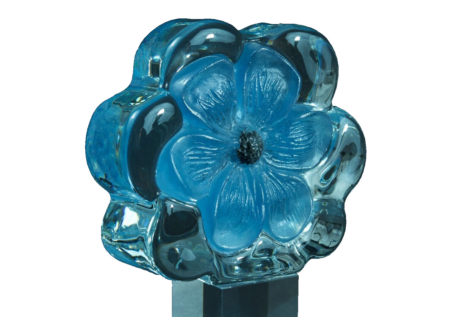 Vintage Large Glass Paperweight Crystal Signed Daum France Coppelia