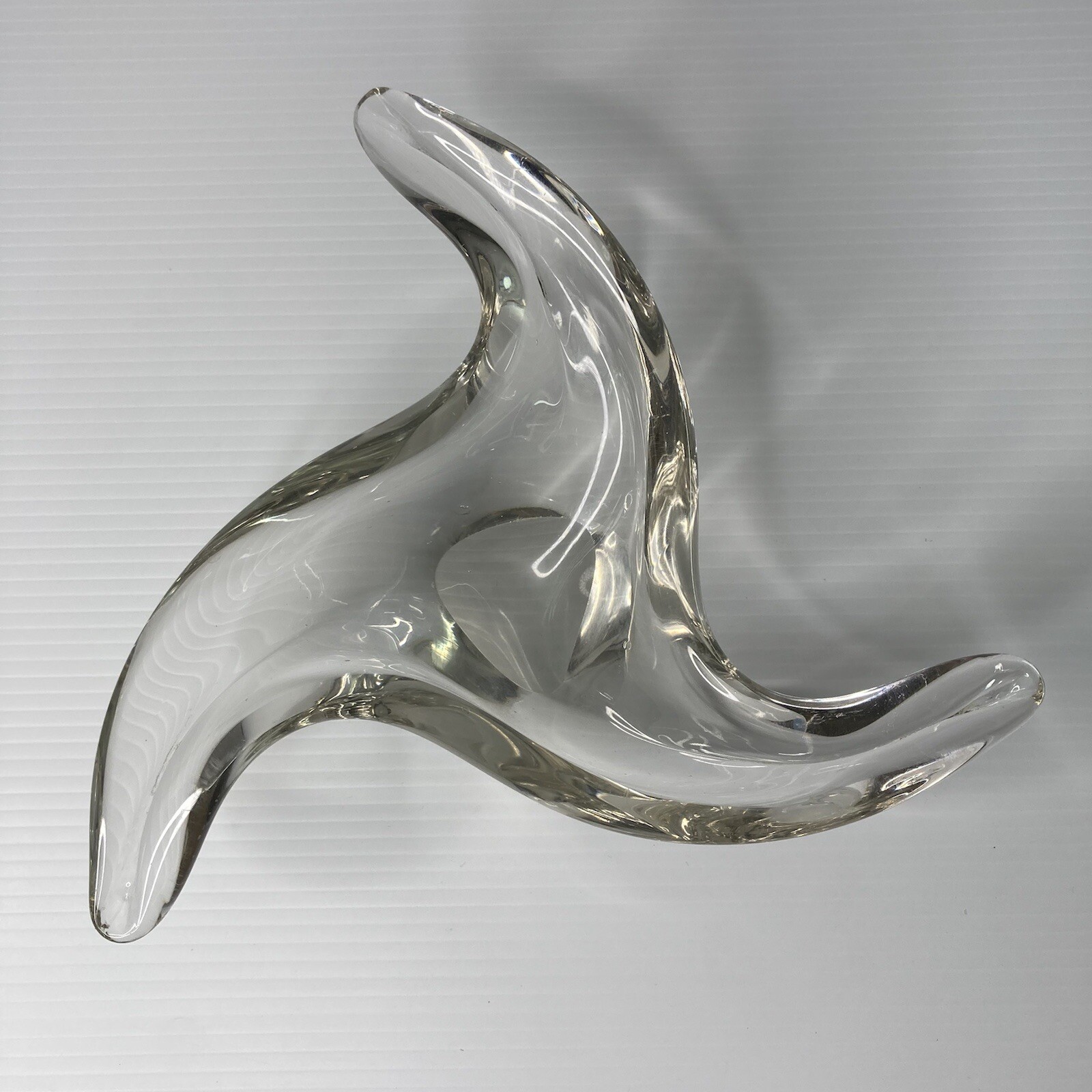 Heavy Based Murano Style Clear Glass Tri Finger Bowl Centrepiece 25x25cm STORIE