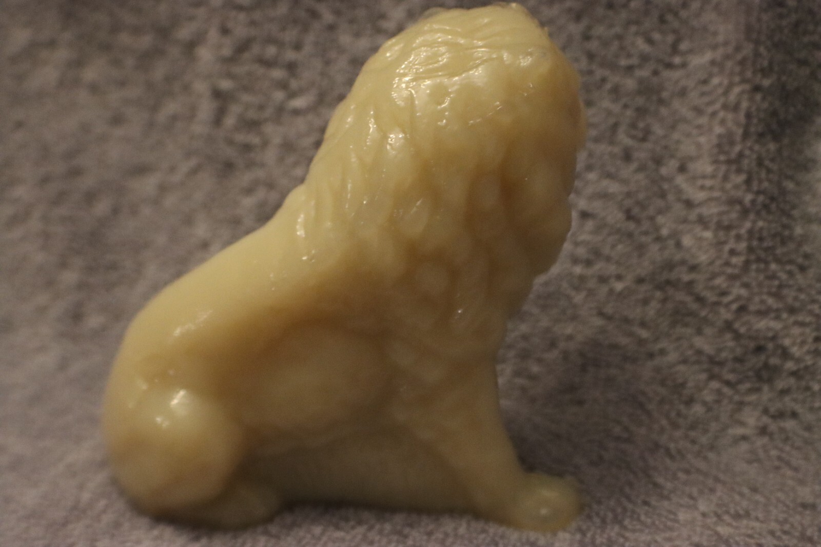 Vintage Mosser Slag Glass Lion Brown / Tan / Beige / Cream