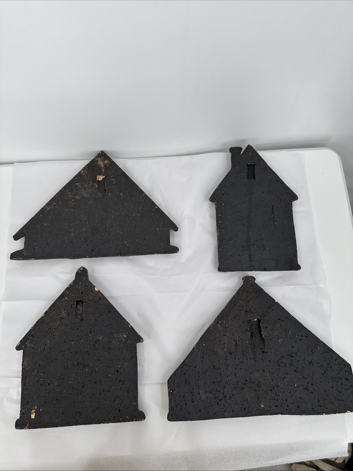 Handmade German Half-Timbered House Wall Decor – Vintage Clay Art 4 Pieces