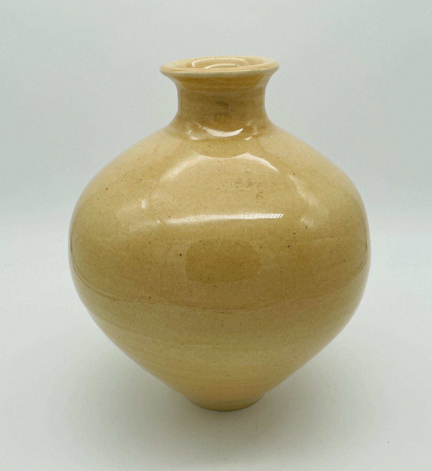 MCM Stoneware Pottery Vase Beige 4+ lbs Studio Art Signed Beautiful B1