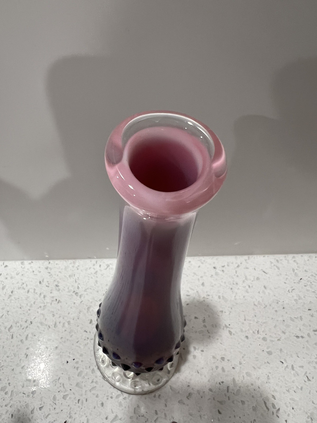 Vintage Fenton Art Glass Plum Opal Hobnail Swung Bud Vase
