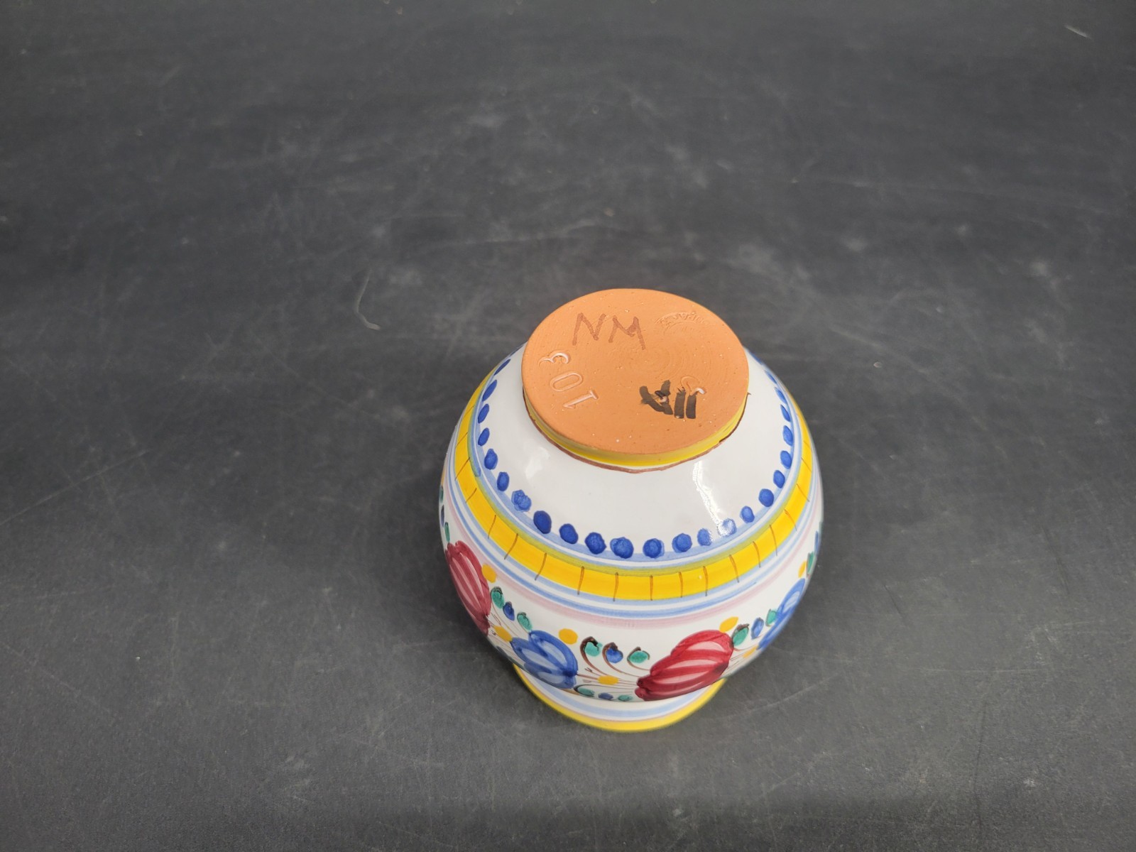 Small Handmade Floral Pottery Vase 4.5 Inches Tall Signed By the Artist