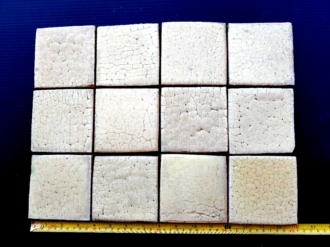 GREAT ARTS & CRAFTS RECLAIMED 4 X 4 GRUEBY FAIENCE TILES, MANY STYLES AVAILABLE