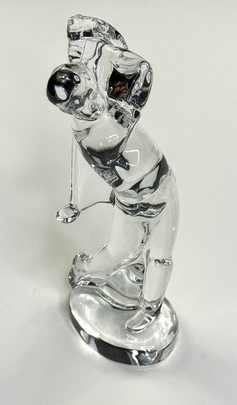 BACCARAT Clear Crystal Sculpture Male Golfer France 9.5 Inches Tall