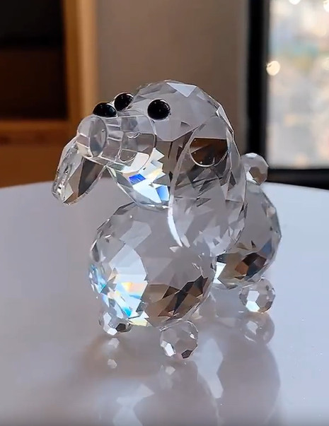 Crystal Dog Animal Figurine Glass Clear Ornament Handmade Miniature Puppy Decor