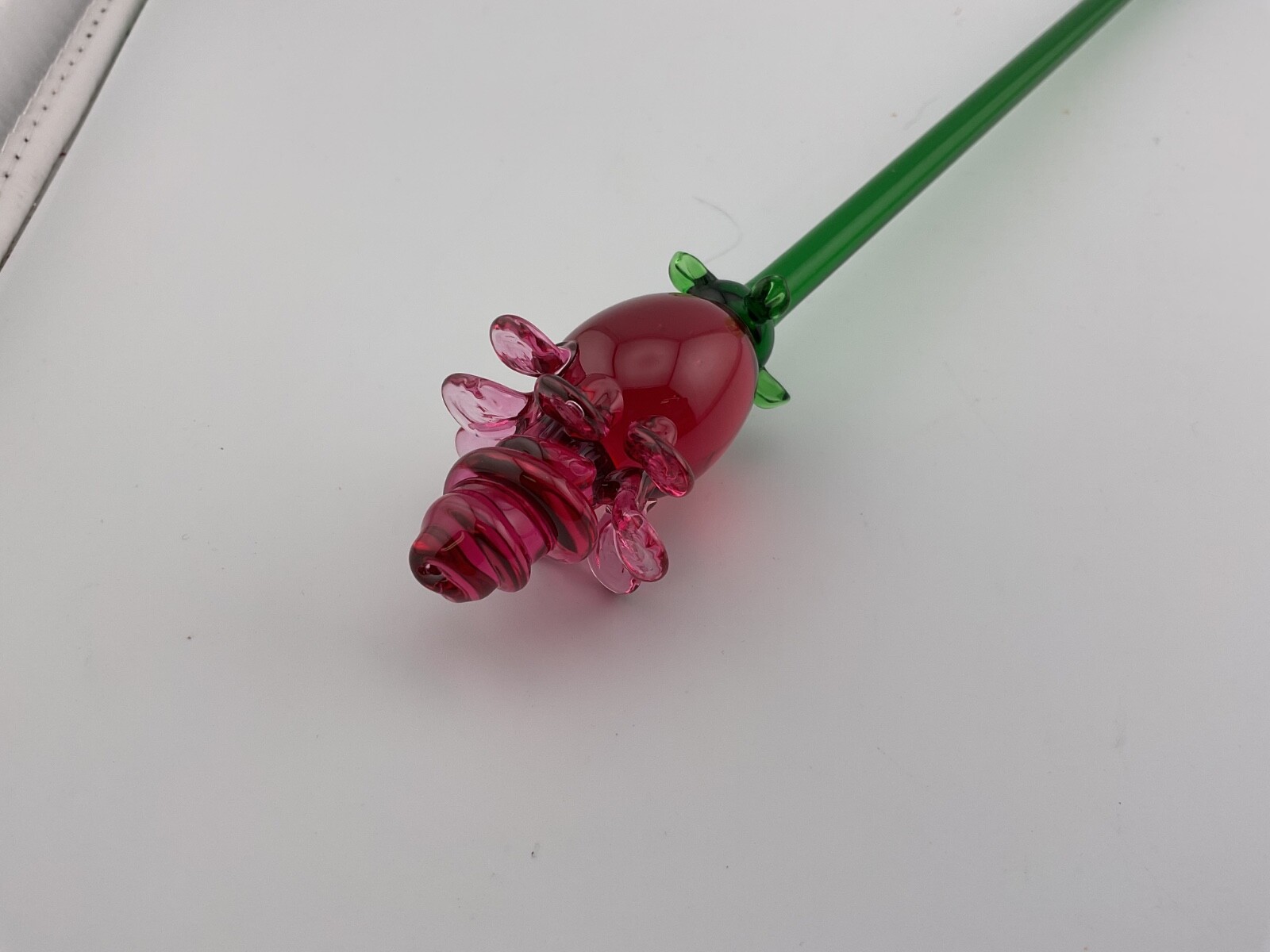 hand blown art glass red poppy flower 13″