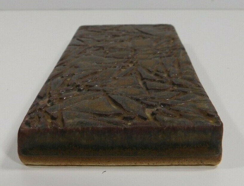 MOTAWI 5.75 x 2.75 inches Art Pottery Tile Retired, Discontinued Brown Abstract