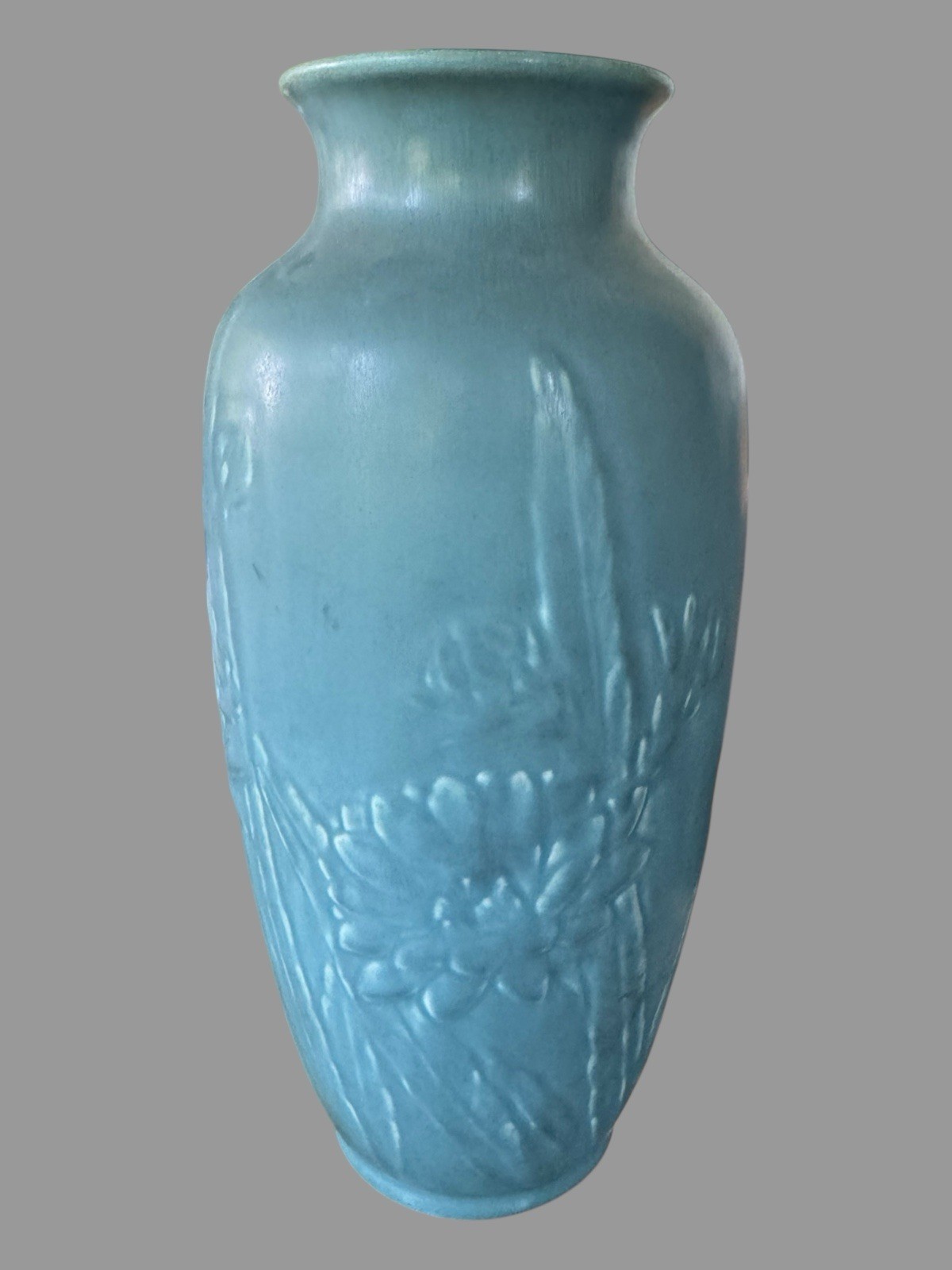 1945 Rookwood Art Pottery Floral Embossed Decorated 11.75″ Lamp Base 6870 Vase