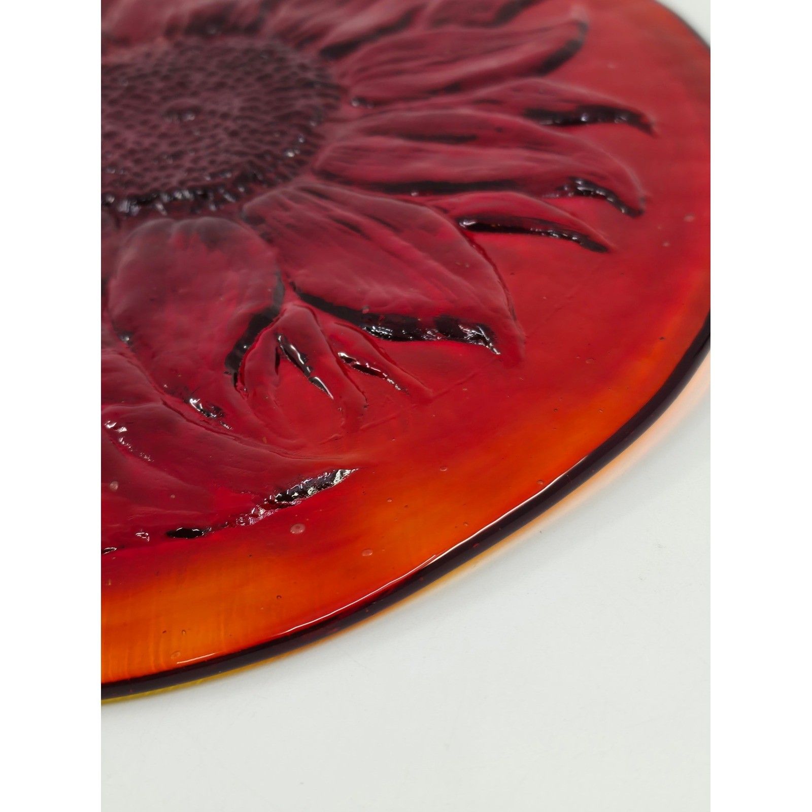 Kitras Art Glass Sunflower Suncatcher Red Orange Embossed Hanging Decor Canada