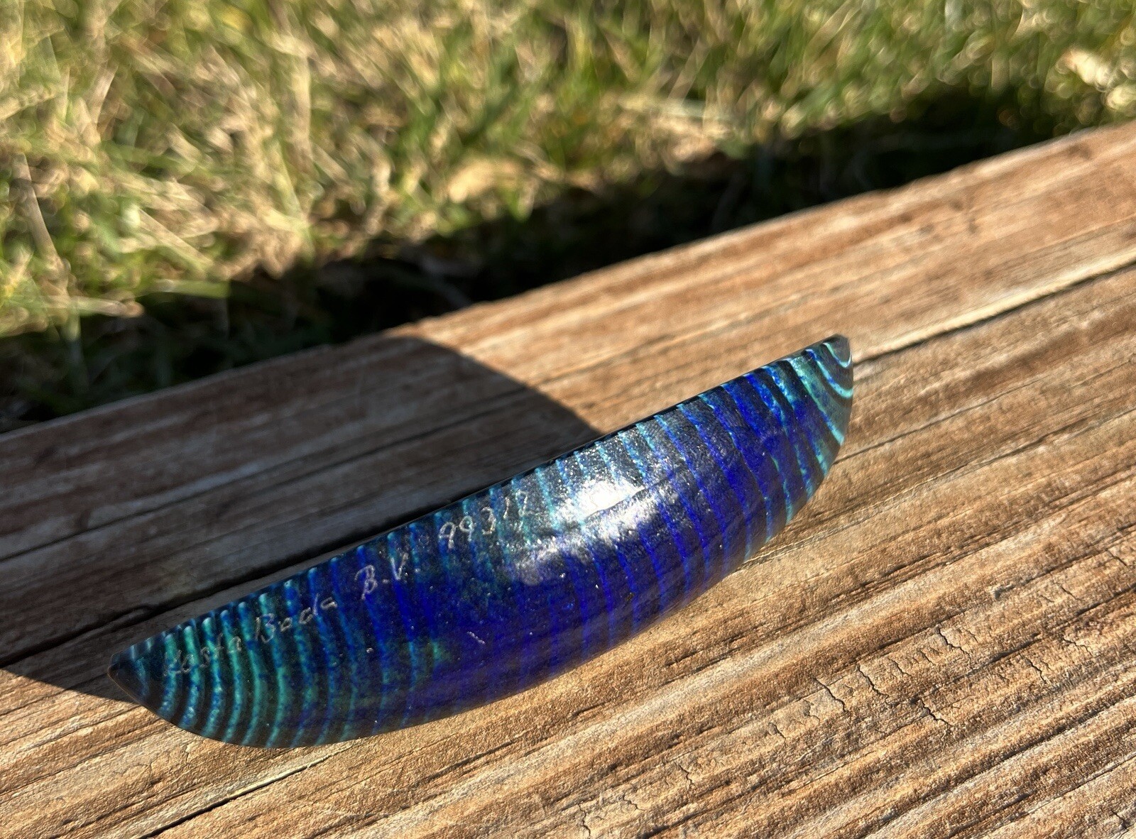 Signed Blue Kosta Boda Bertil Vallien Glass Boat