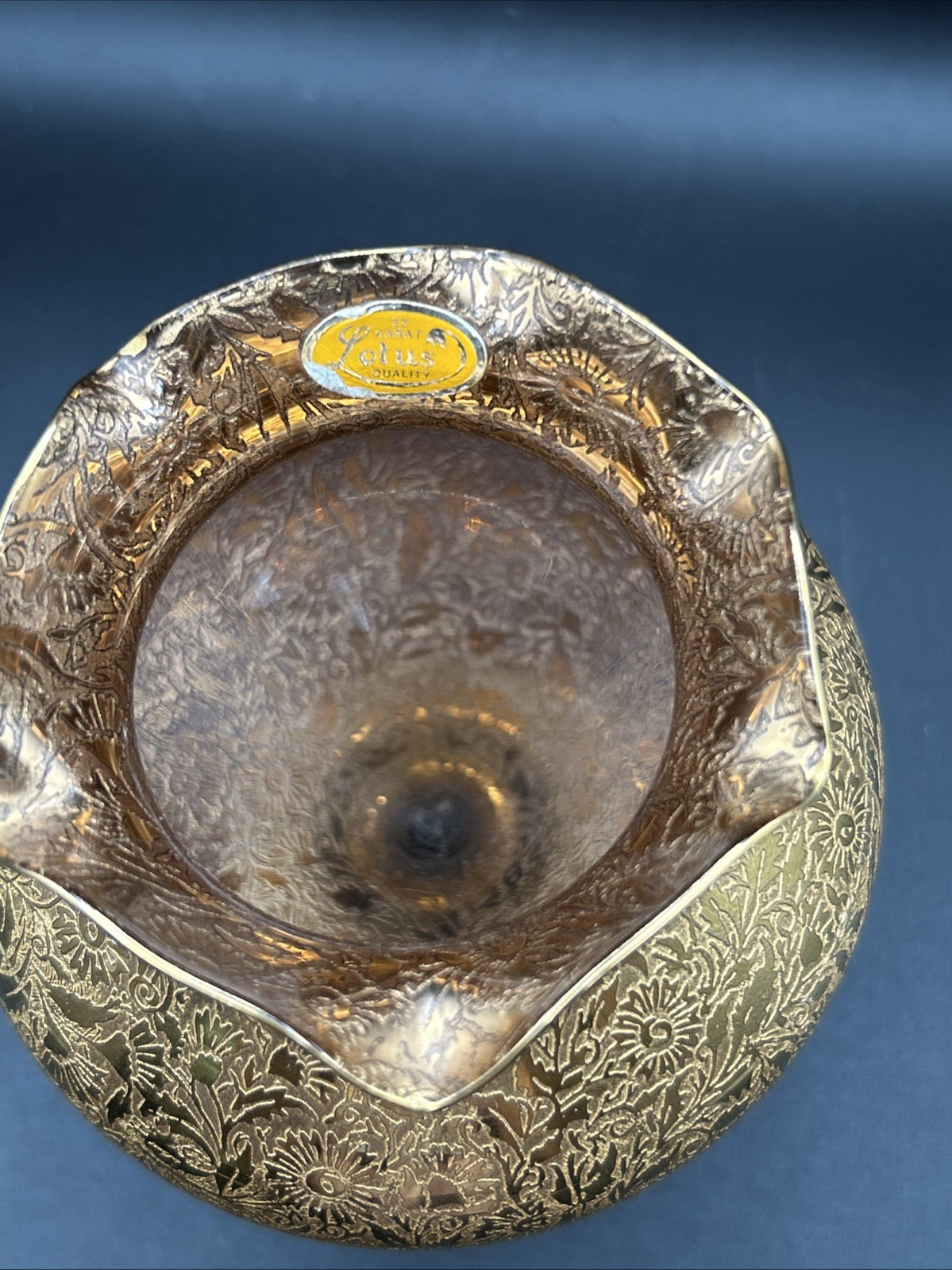 Vtg Glastonbury Lotus 22K Gold Encrusted Vase Daisy Fields Footed Rose Bowl