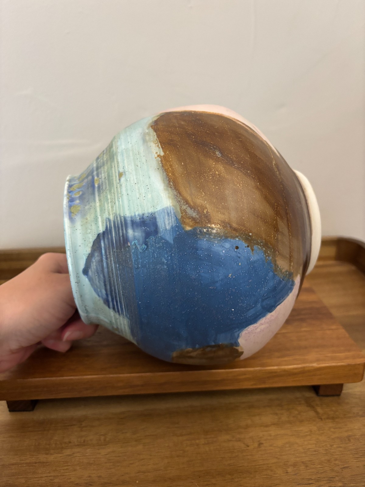Lois Van Vleet Multi Colored Round Art Pottery 7.25″H Vase