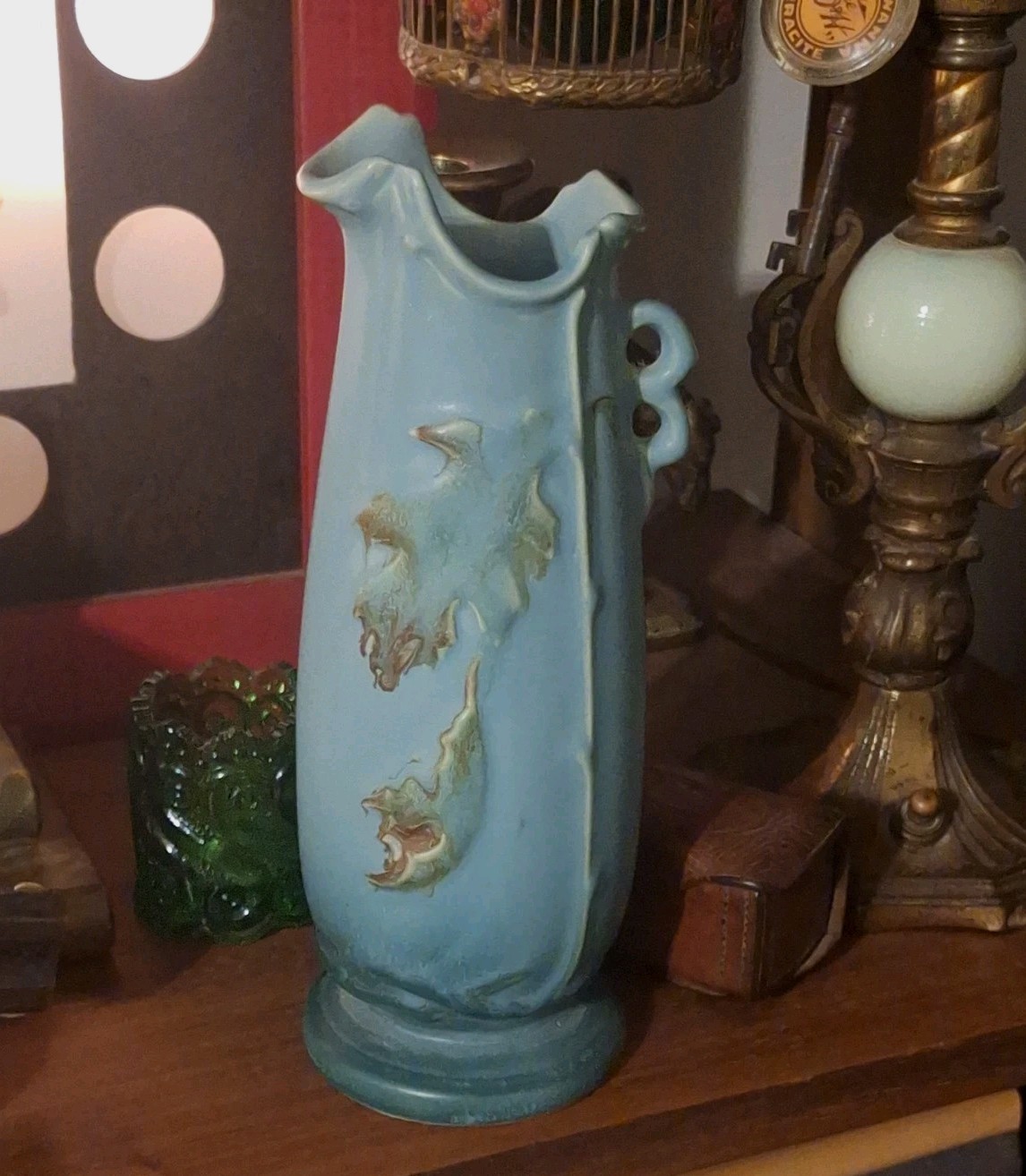 1930s Weller Pottery Oak Leaf Ewer Pitcher/Vase