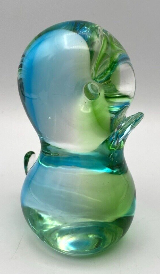 Chalet Canada Green Blue Art Glass Duck Duckling Figurine Paperweight 4.5″