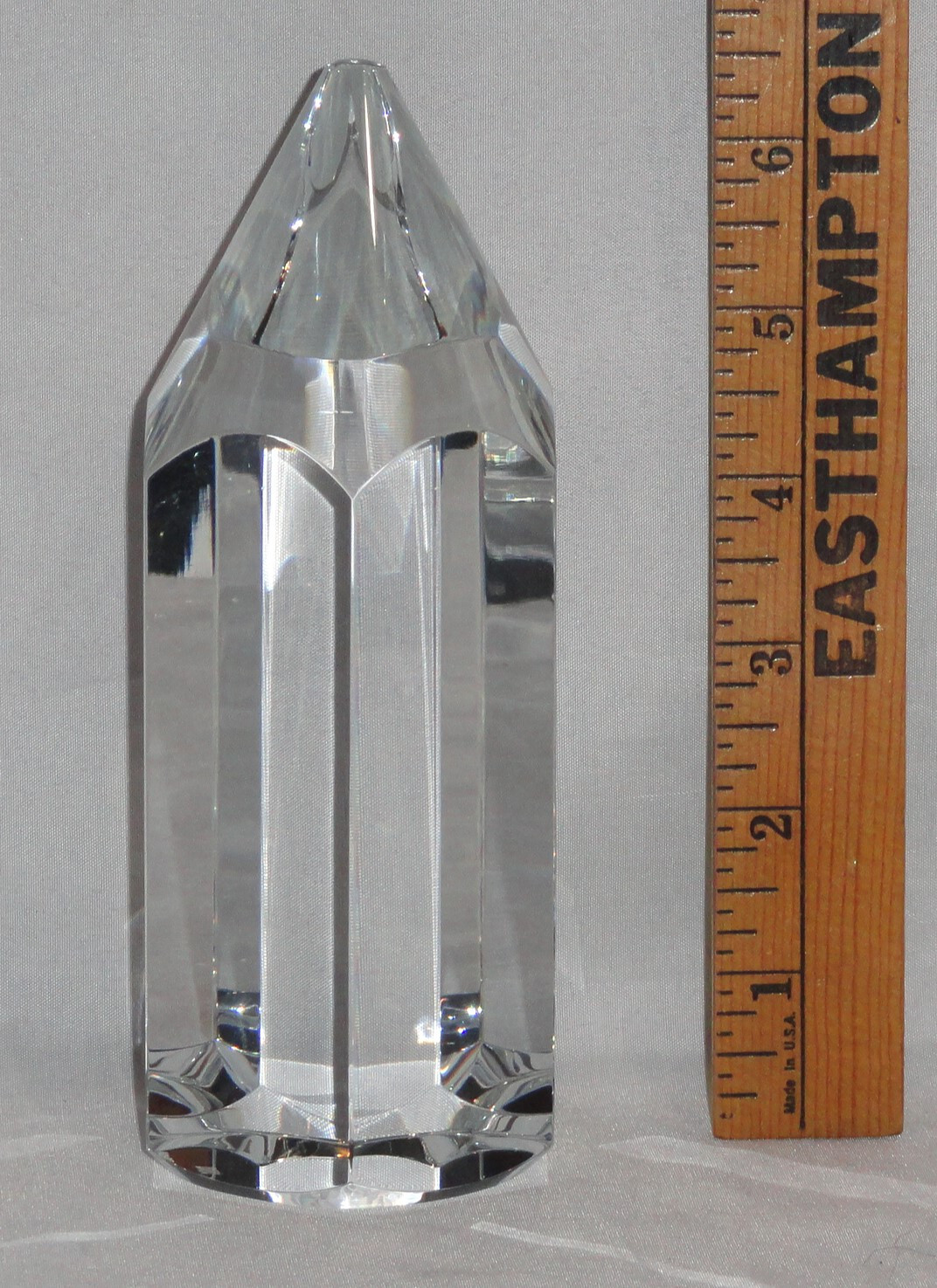 Vintage 6.5” Hoya Crystal Pencil Paperweight Sculpture By Toshio Sugasawa 1990s