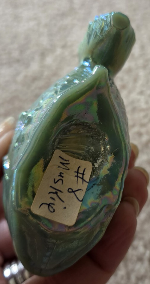 VTG Chubby Fish Seafoam Iridescent Solid Glass By Guernsey Glass Bennett RARE #8