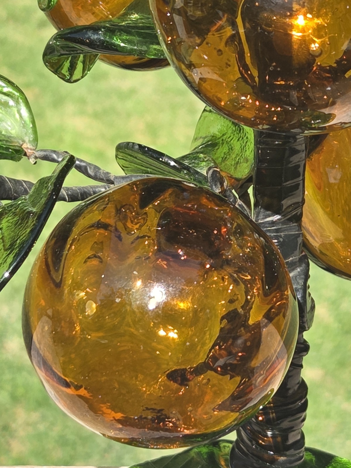 Murano Glass Chinoiserie Fruit Tree Large Blown Glass 14” 1950’s Italian