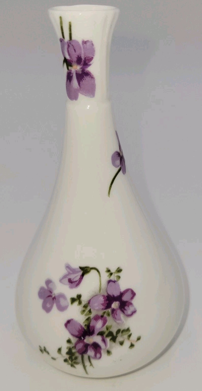 Vintage Seymour Mann Victorian Violets Fine Bone China Bud Vase Fluted Teardrop