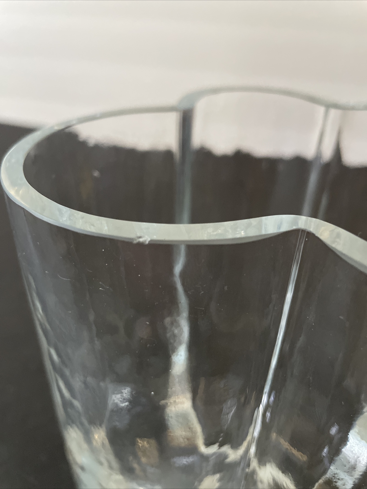 Signed Sea Glass Bruk Sweden Rune Strand Pauline 7″ Clear Textured Glass Vase
