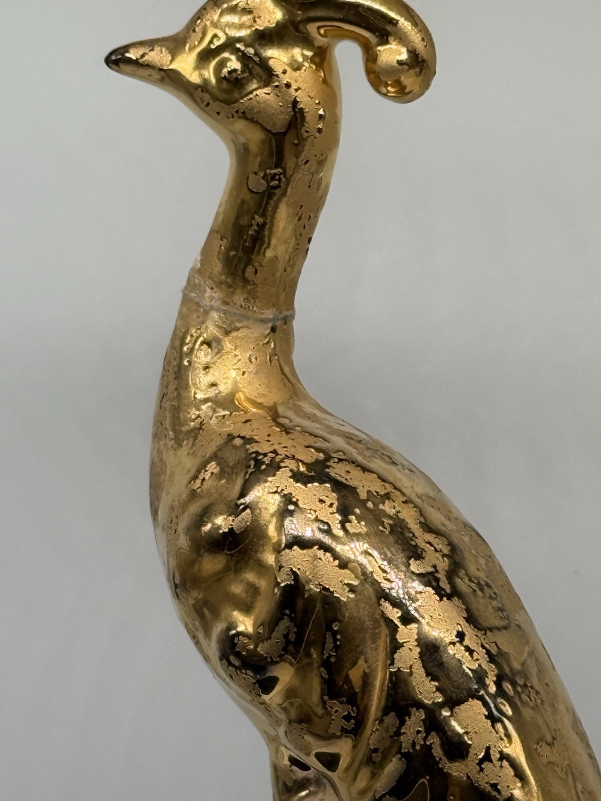 Beautiful Vintage 24K Gold With Black USA Peacock Planter Vase 13” x 5” 1920s