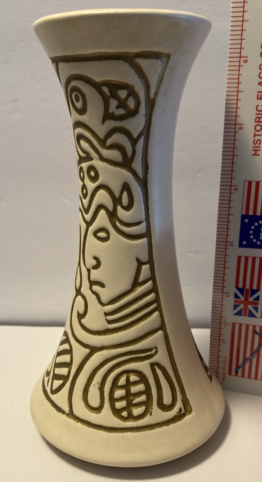 Vtg Southwest Tribal Style Bud Vase Pottery Made In America 6.5″ Tall