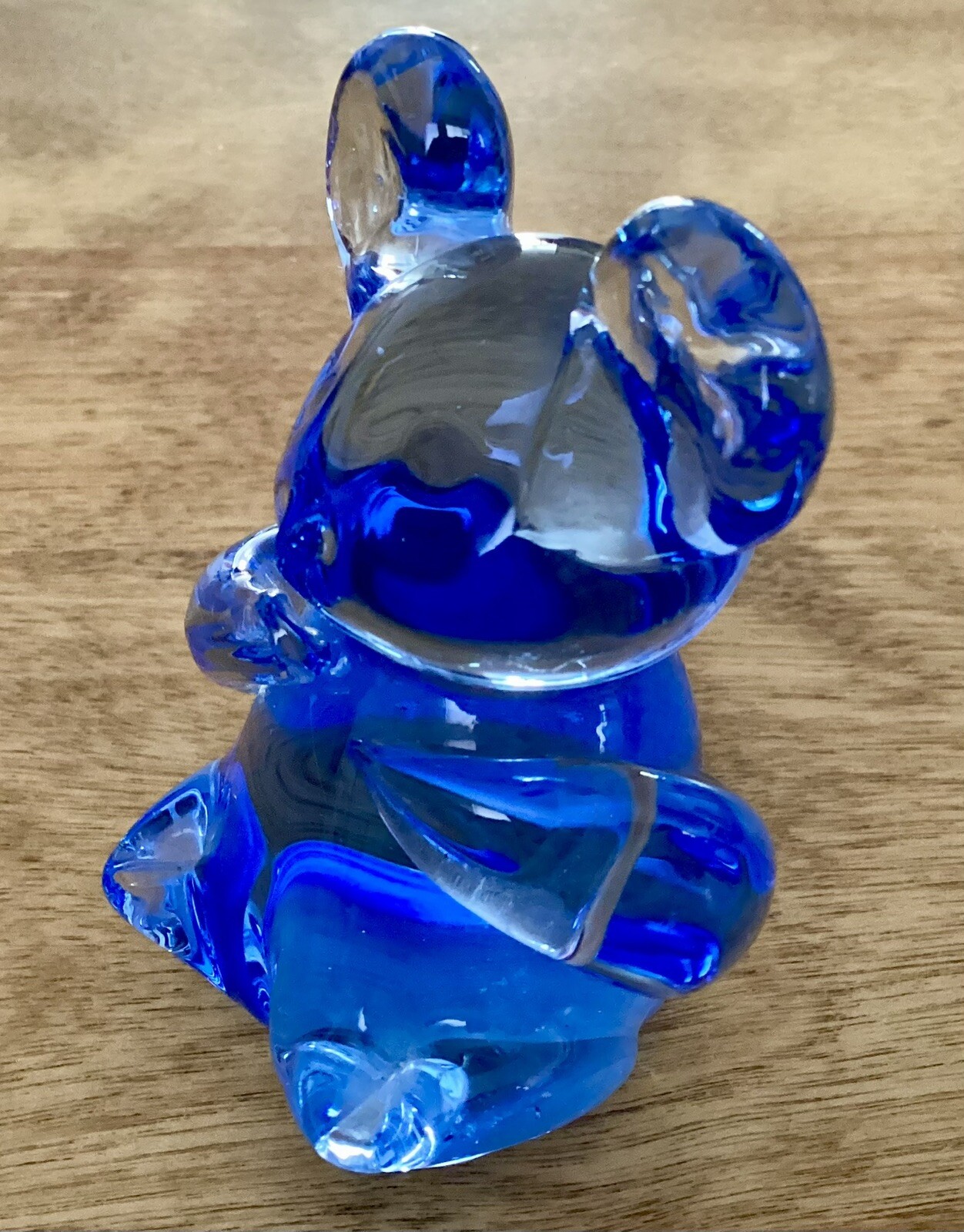 Blue Art Glass Paperweight, Bear/Mouse, US Commemorative Fine Art Gallery