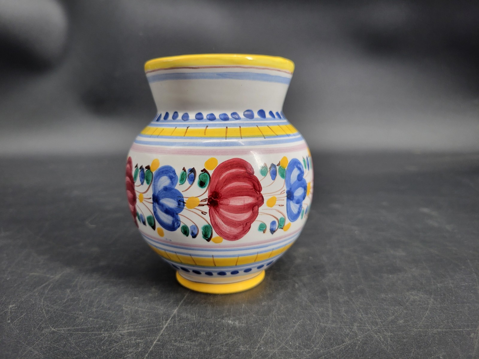 Small Handmade Floral Pottery Vase 4.5 Inches Tall Signed By the Artist