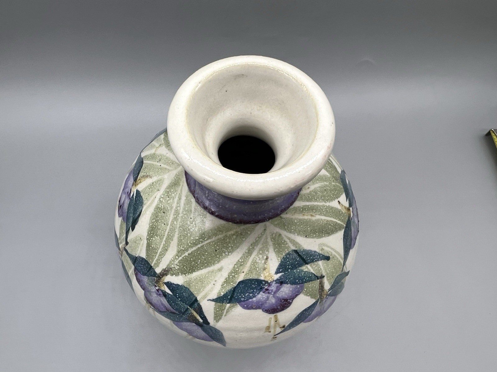 Exquisite Signed Studio Pottery Hand Painted and Glazed 7.25” Fushia Vase