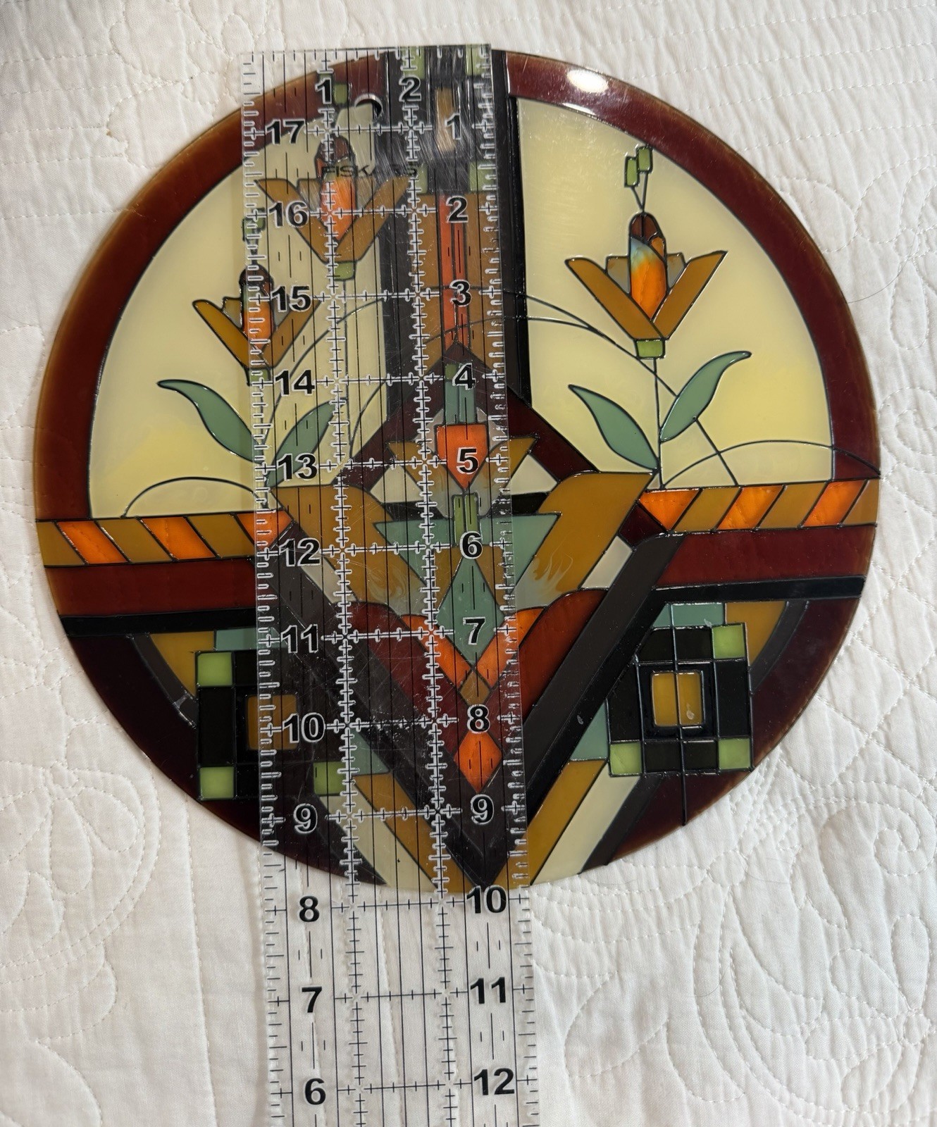 Joan Baker Designs Mission Style Stained Glass Suncatcher Window Panel FLW 10″