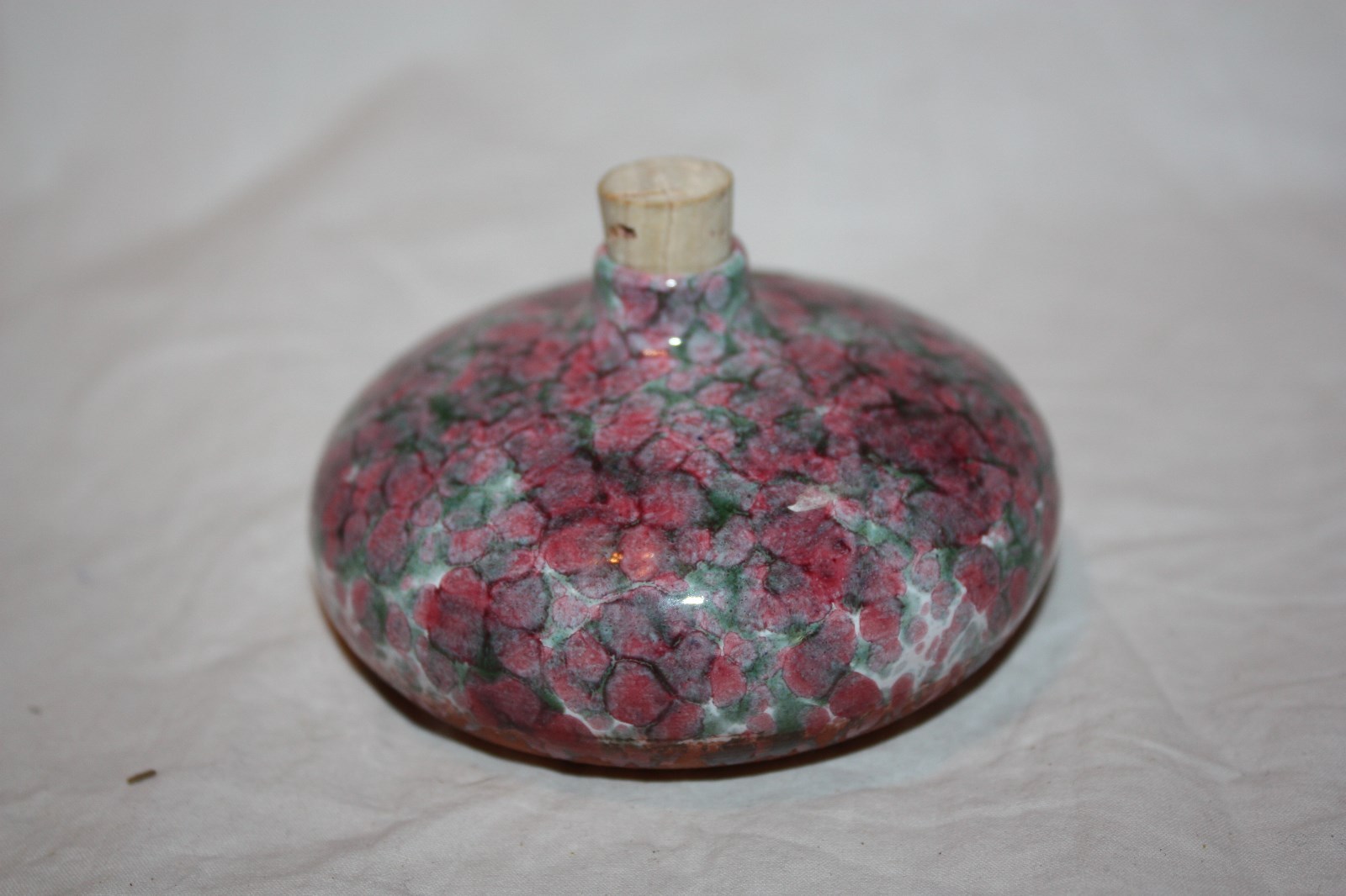 Handmade Studio Pottery Mauve, Pink & Teal Marbled Terracotta French Bottle Cork