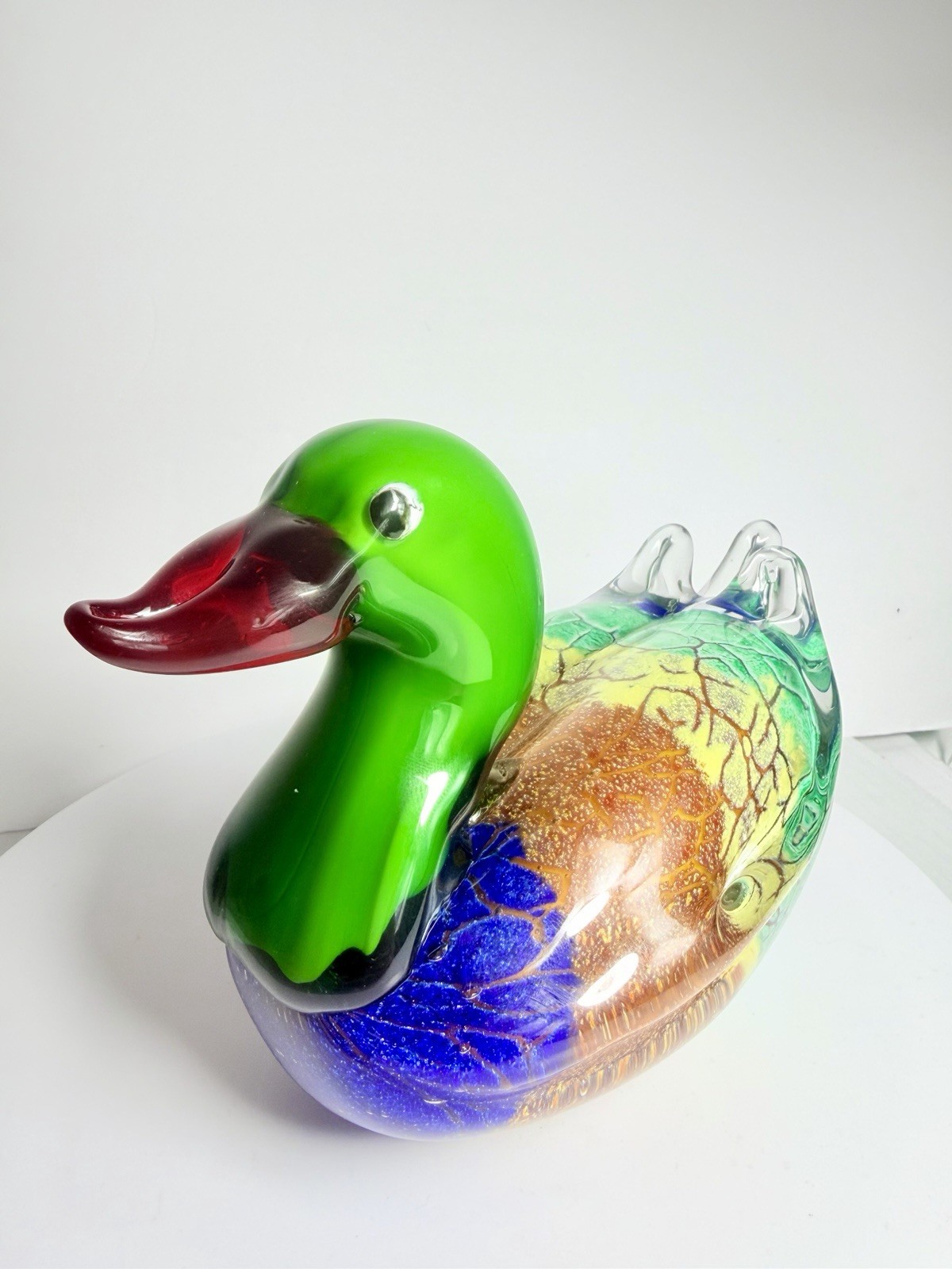 A pair Art Glass Duck Figurine – Glossy Decorative Bird
