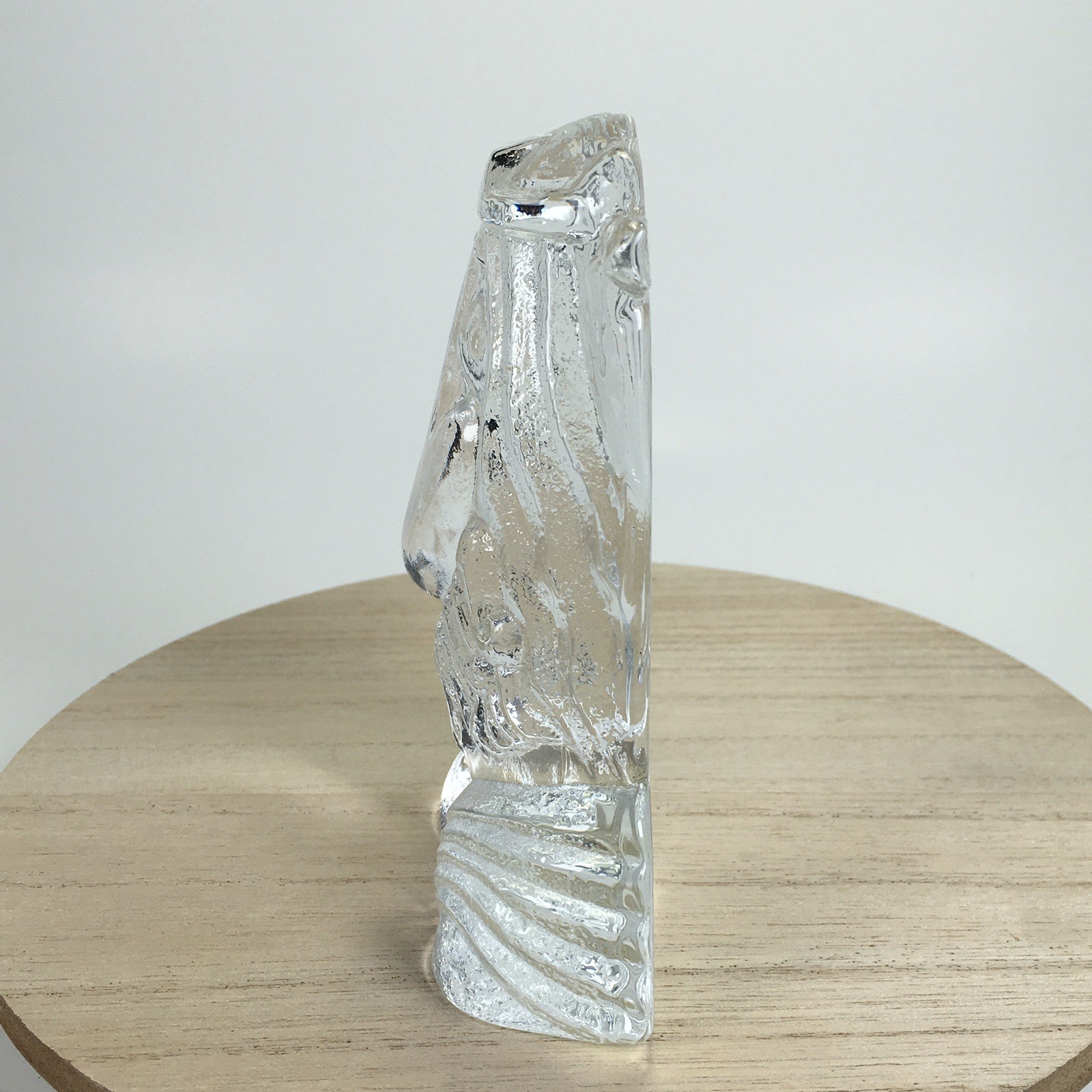 Lindshammar Troll Warrior King Clear Glass Paperweight Figure 5” Tall Swedish