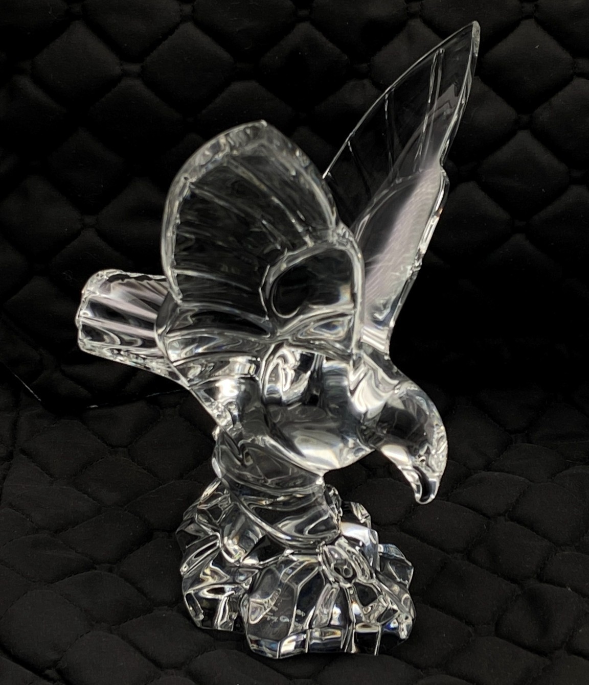Val St Lambert Crystal Eagle Figurine Sculpture Large 9.5-in 4Lb Signed Vintage